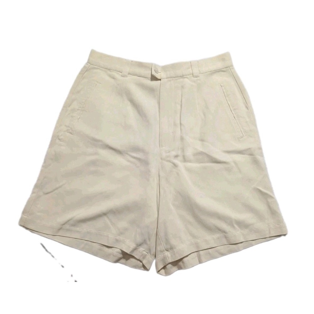 Tommy Bahama Women's Size 10 100% Silk Cream Bermuda Shorts High Rise Vintage